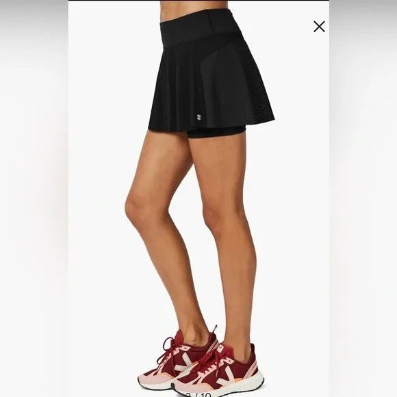 Sweaty Betty Swift Running Skort Black Size M Vented Athletic Shorts Gym Workout - Picture 12 of 15